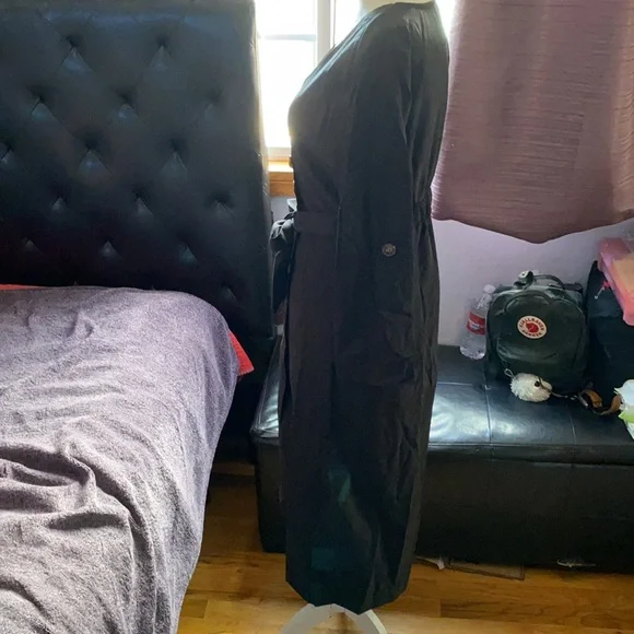 Washed Black Suede Button-Up Midi Dress - Picture 7 of 9